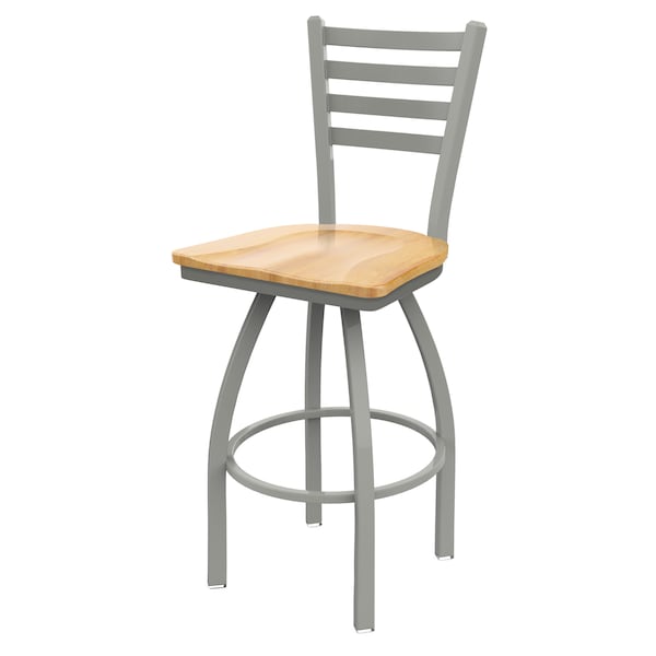 25" Swivel Counter Stool, Nickel Finish, Nat Maple Seat